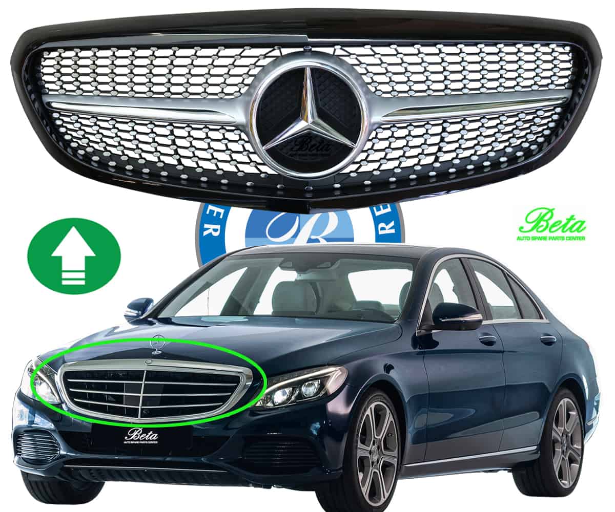 Radiator Grille Diamond Look For Standard -Black and Chrome for Mercedes C-Class W205 2015-2018 models, Part Number 2058801A83 Radiator Grille Diamond Look For Standard -Black and Chrome for Mercedes C-Class W205 2015-2018 models, Part Number 2058801A83